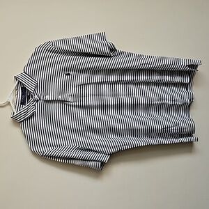 Polo ralph lauren navy blue stripe classic fit shirt size m